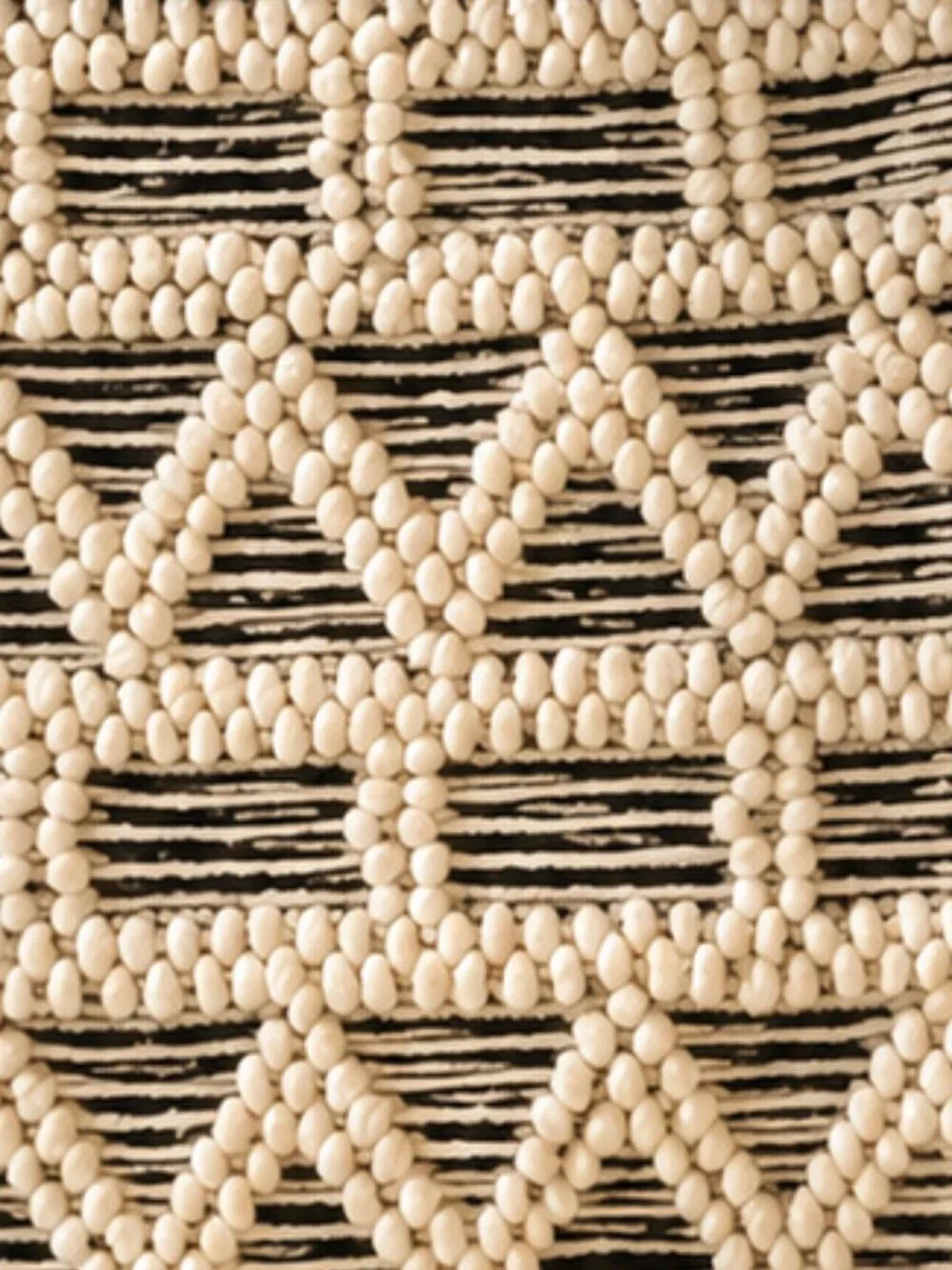 Woven Textured Black & Cream Macrame Geometric Pattern Bohemian Wall Tapestry